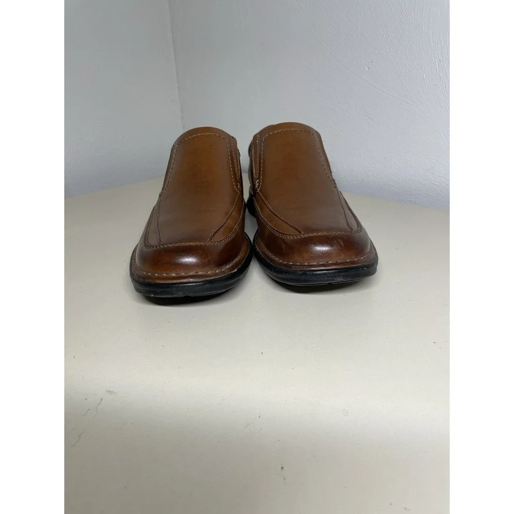 Clarks 14885  Mens Brown Leather Slip On Dress Loafers Shoes Size 91M Square Toe